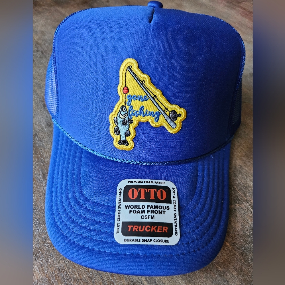 NWT Otto Blue Gone Fishin Trucker Hat Classic Mesh Design